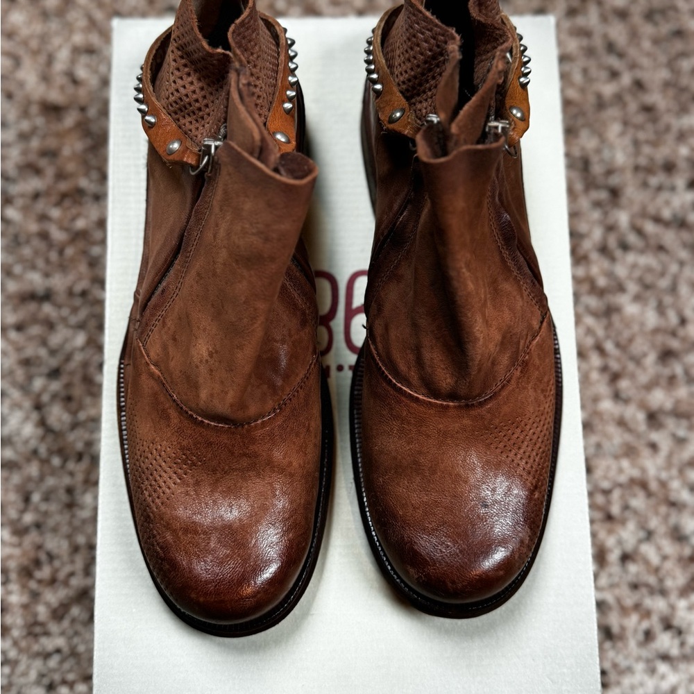 A.S.98 Art 706206
Calvados/Natural
Brown Leather Ankle Boots w/ Studded Strap - Picture 2 of 8